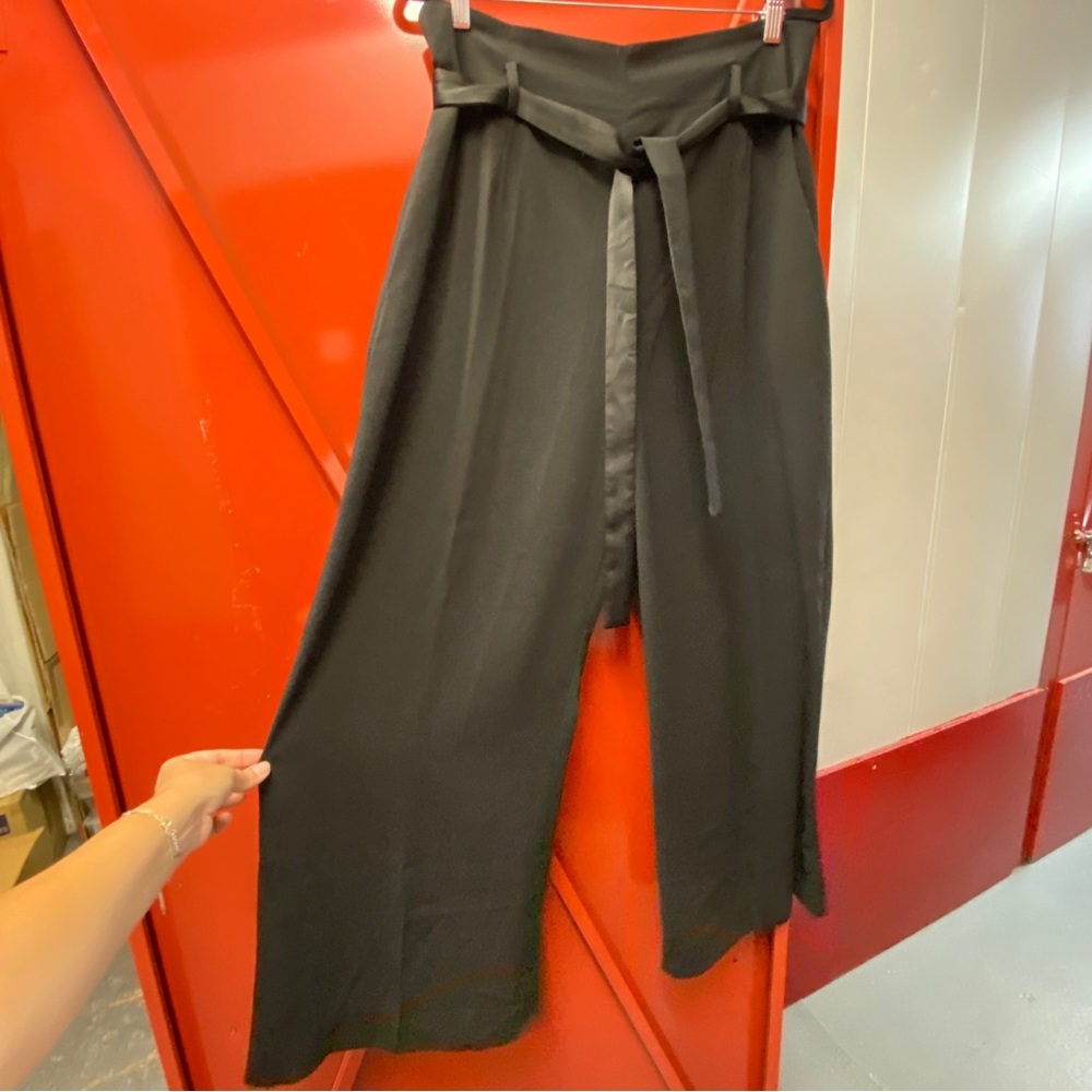 Laundry By Shelli Segal Black High-Rise Wide-Leg Dress Pants w/ Tie | Size 12